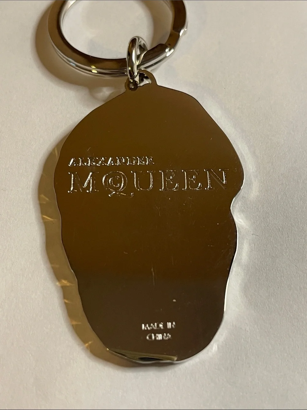Alexander McQueen Skull Keychain Pendant in Beige and Light Blue